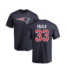 Football New England Patriots #33 Kevin Faulk Navy Blue Name & Number Logo T-Shirt