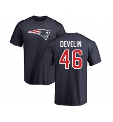 Football New England Patriots #46 James Develin Navy Blue Name & Number Logo T-Shirt