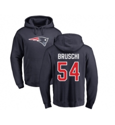 Football New England Patriots #54 Tedy Bruschi Navy Blue Name & Number Logo Pullover Hoodie