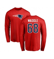 Football New England Patriots #68 LaAdrian Waddle Red Name & Number Logo Long Sleeve T-Shirt