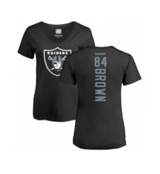 Football Women's Oakland Raiders #84 Antonio Brown Black Backer T-Shirt