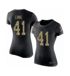 Women's Los Angeles Rams #41 David Long Black Camo Salute to Service T-Shirt
