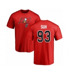 Football Tampa Bay Buccaneers #93 Ndamukong Suh Red Name & Number Logo T-Shirt