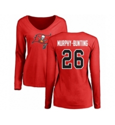 Football Women's Tampa Bay Buccaneers #26 Sean Murphy-Bunting Red Name & Number Logo Long Sleeve T-Shirt