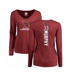 Football Women's Arizona Cardinals #33 Byron Murphy Maroon Backer Long Sleeve T-Shirt