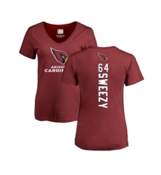 Football Women's Arizona Cardinals #64 J.R. Sweezy Maroon Backer T-Shirt