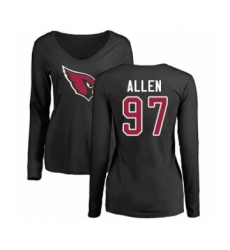 Football Women's Arizona Cardinals #97 Zach Allen Black Name & Number Logo Long Sleeve T-Shirt