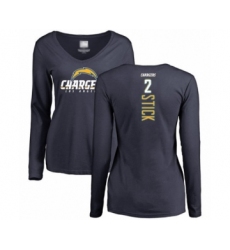 Football Women's Los Angeles Chargers #2 Easton Stick Navy Blue Backer Long Sleeve T-Shirt