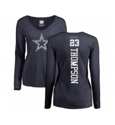 Football Women's Dallas Cowboys #23 Darian Thompson Navy Blue Backer Slim Fit Long Sleeve T-Shirt