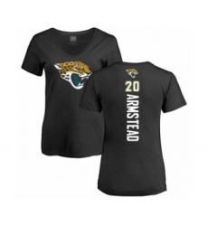 Football Women's Jacksonville Jaguars #30 Ryquell Armstead Black Backer V-Neck T-Shirt
