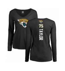 Football Women's Jacksonville Jaguars #75 Jawaan Taylor Black Backer Slim Fit Long Sleeve T-Shirt