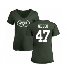 Football Women's New York Jets #47 Trevon Wesco Green Name & Number Logo T-Shirt
