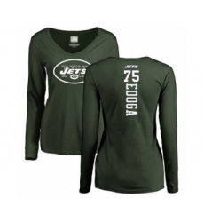 Football Women's New York Jets #75 Chuma Edoga Green Backer Long Sleeve T-Shirt