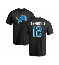 Football Detroit Lions #12 Danny Amendola Black Name & Number Logo T-Shirt