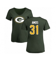 Football Women's Green Bay Packers #31 Adrian Amos Green Name & Number Logo T-Shirt