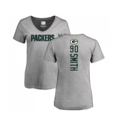 Football Women's Green Bay Packers #90 Za'Darius Smith Ash Backer V-Neck T-Shirt