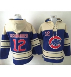 Cubs #12 Kyle Schwarber Blue Sawyer Hooded Sweatshirt MLB Hoodie