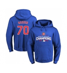 Cubs #70 Joe Maddon Blue 2016 World Series Champions Pullover MLB Hoodie