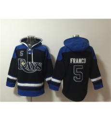 Men's Tampa Bay Rays #5 Wander Franco Black Blue Lace-Up Pullover Hoodie