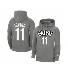 Men's Brooklyn Nets #11 Kyrie Irving 2021 Grey Pullover Basketball Hoodie