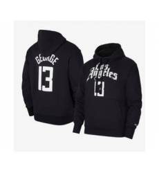 Men's Los Angeles Clippers #13 Paul George 2021 Black Pullover Basketball Hoodie 2