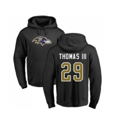 Football Baltimore Ravens #29 Earl Thomas III Black Name & Number Logo Pullover Hoodie