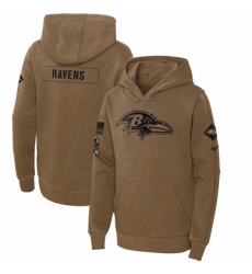 Youth Baltimore Ravens Nike Brown 2023 Salute to Service Club Fleece Pullover Hoodie