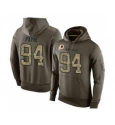Football Men's Washington Redskins #94 Da'Ron Payne Green Salute To Service Pullover Hoodie