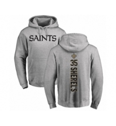 Football New Orleans Saints #35 Marcus Sherels Ash Backer Pullover Hoodie