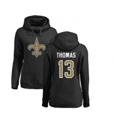 Football Women's New Orleans Saints #13 Michael Thomas Black Name & Number Logo Pullover Hoodie