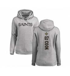 Football Women's New Orleans Saints #87 Jared Cook Ash Backer Pullover Hoodie