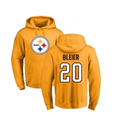 Football Pittsburgh Steelers #20 Rocky Bleier Gold Name & Number Logo Pullover Hoodie