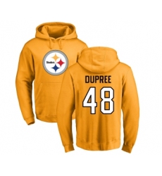 Football Pittsburgh Steelers #48 Bud Dupree Gold Name & Number Logo Pullover Hoodie