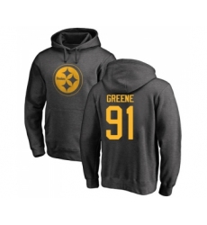 Football Pittsburgh Steelers #91 Kevin Greene Ash One Color Pullover Hoodie