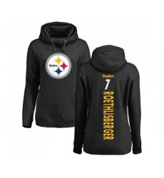 Football Women's Pittsburgh Steelers #7 Ben Roethlisberger Black Backer Pullover Hoodie