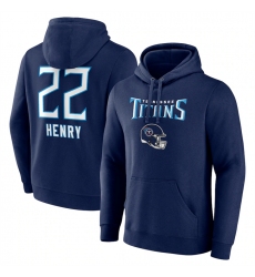Men's Tennessee Titans #22 Derrick Henry Navy Team Wordmark Name & Number Pullover Hoodie