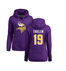 Football Women's Minnesota Vikings #19 Adam Thielen Purple Name & Number Logo Pullover Hoodie