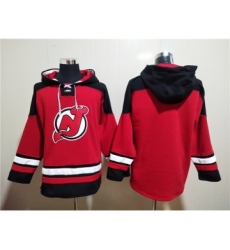 Men's New Jersey Devils Blank Red Ageless Must-Have Lace-Up Pullover Hoodie