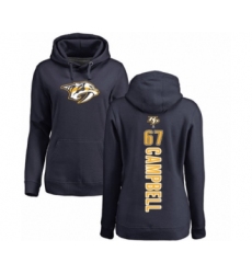 Hockey Women's Nashville Predators #67 Alexander Campbell Navy Blue Backer Pullover Hoodie