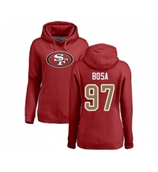 Football Women's San Francisco 49ers #97 Nick Bosa Red Name & Number Logo Pullover Hoodie
