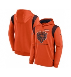 Men's Chicago Bears 2021 Orange Sideline Logo Performance Pullover Hoodie