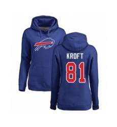 Football Women's Buffalo Bills #81 Tyler Kroft Royal Blue Name & Number Logo Pullover Hoodie