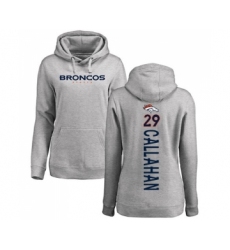 Football Women's Denver Broncos #29 Bryce Callahan Ash Backer Pullover Hoodie