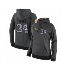 Football Women's Denver Broncos #34 Will Parks Stitched Black Anthracite Salute to Service Player Performance Hoodie