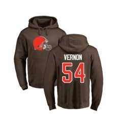 Football Cleveland Browns #54 Olivier Vernon Brown Name & Number Logo Pullover Hoodie