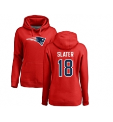Football Women's New England Patriots #18 Matthew Slater Red Name & Number Logo Pullover Hoodie