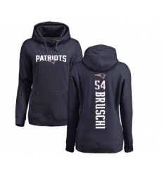Football Women's New England Patriots #54 Tedy Bruschi Navy Blue Backer Pullover Hoodie