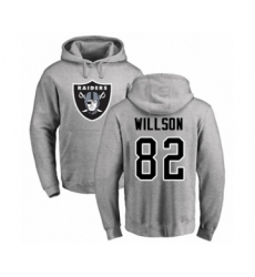 Football Oakland Raiders #82 Luke Willson Ash Name & Number Logo Pullover Hoodie