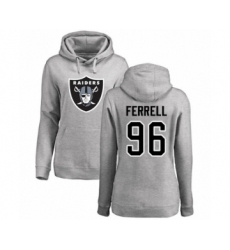 Football Women's Oakland Raiders #96 Clelin Ferrell Ash Name & Number Logo Pullover Hoodie
