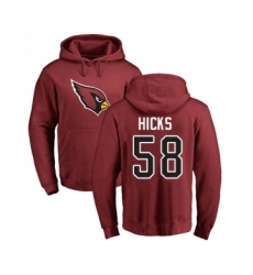 Football Arizona Cardinals #58 Jordan Hicks Maroon Name & Number Logo Pullover Hoodie